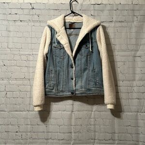 Maurices Sherpa Denim Jean Jacket Hoodie size XXL
